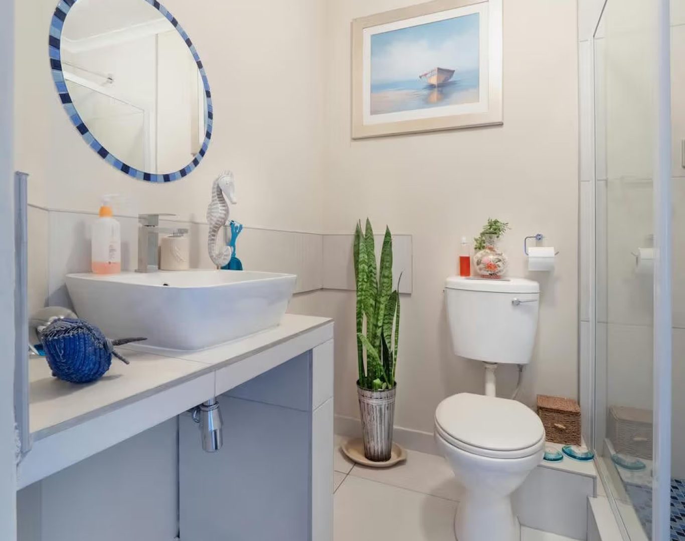 Freshly cleaned and sanitized toilet in a spotless bathroom